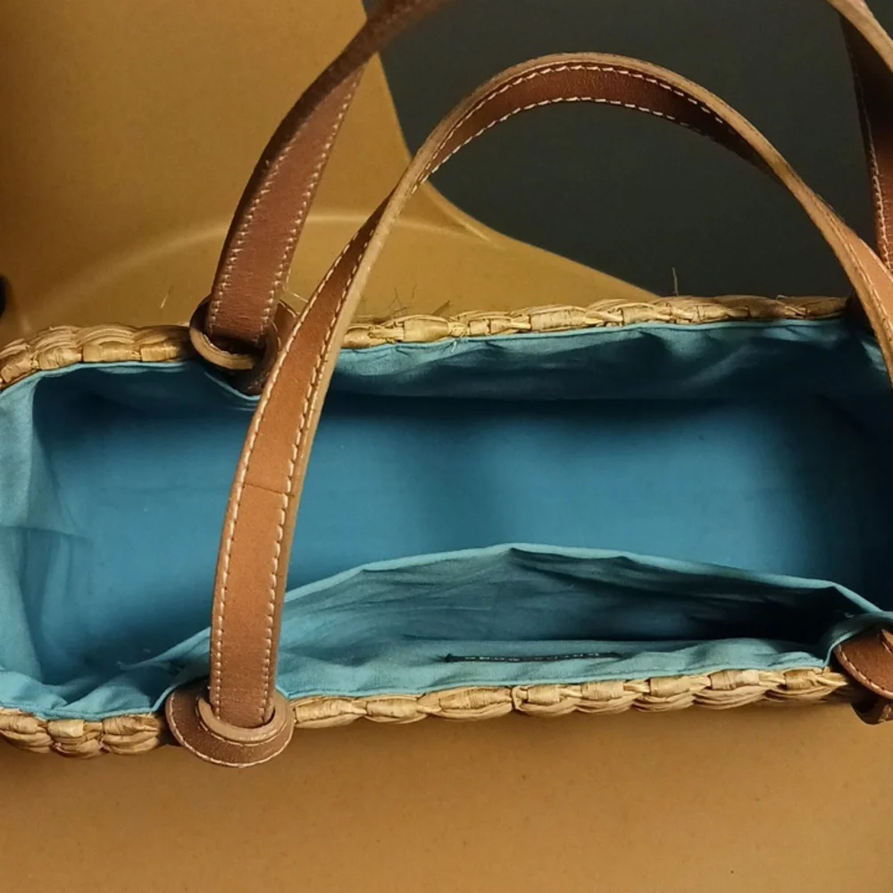 Kate Spade Vintage 90s Raffia Floral Straw Tote - Picture 12 of 13